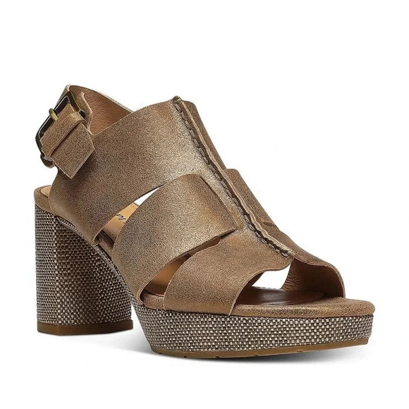 Donald Pilner Women’s Geneva Raffia Slingback Platform Sandals - Picture 2 of 10